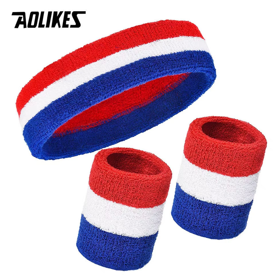 Sweat Band Headband Wristbands for Men - Head Wrist Sweatband Set - Ideal for Sports Athletics Event Workout Basketball