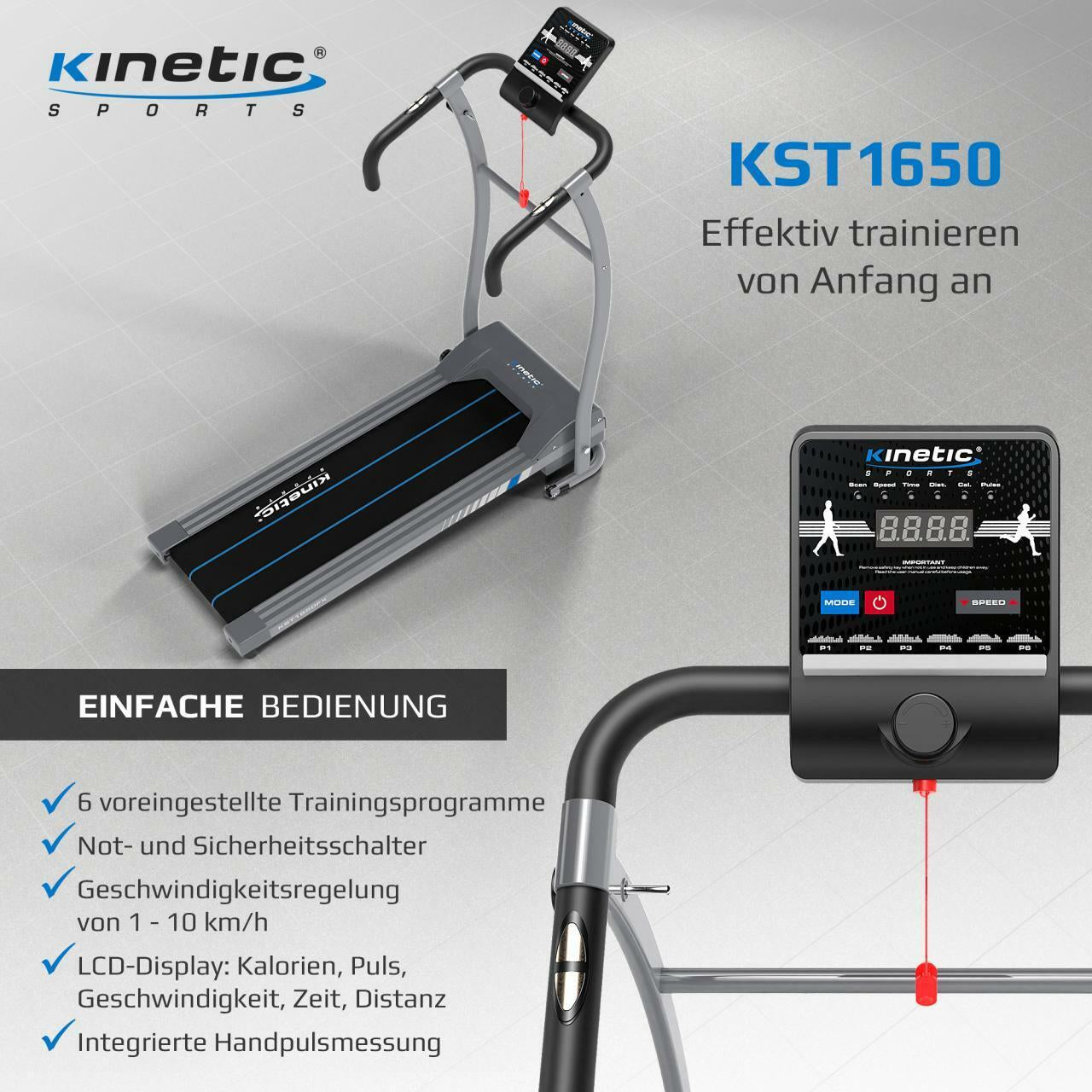 Laufband Elektrisch Klappbar 10 Km/H LCD Display Puls Fitness Heimtrainer 120 Kg