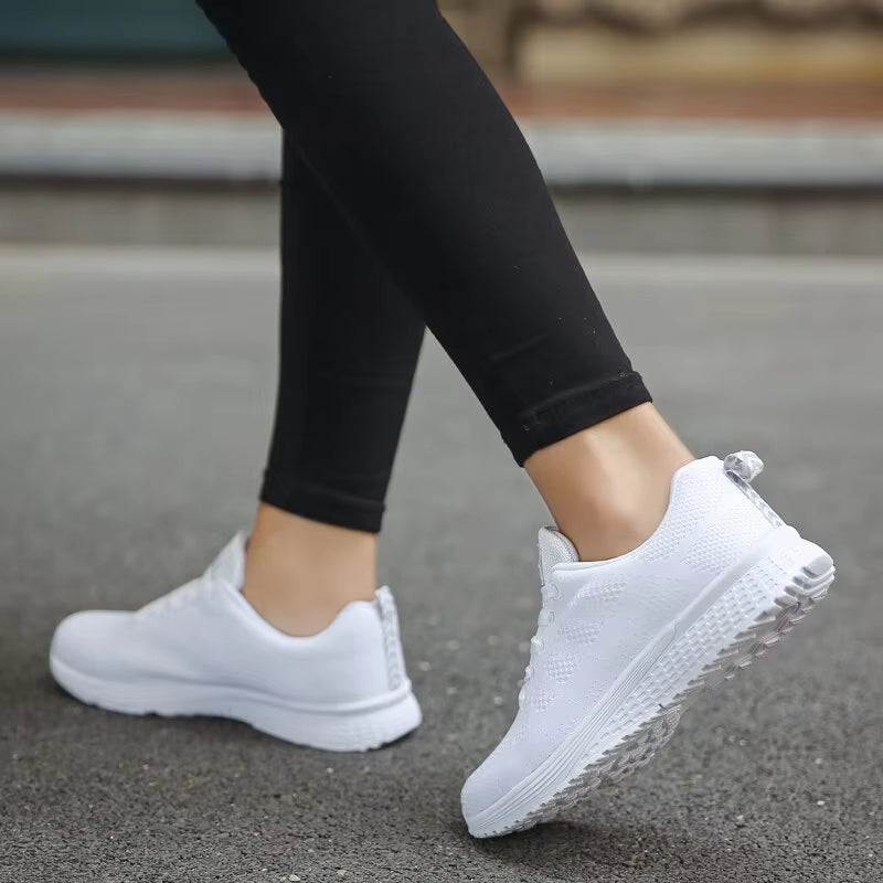 Women Casual Shoes Fashion Breathable Walking Mesh Flatshoessneakers White Female Footwear