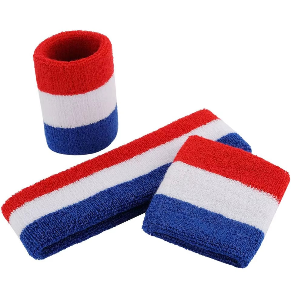 Sweat Band Headband Wristbands for Men - Head Wrist Sweatband Set - Ideal for Sports Athletics Event Workout Basketball