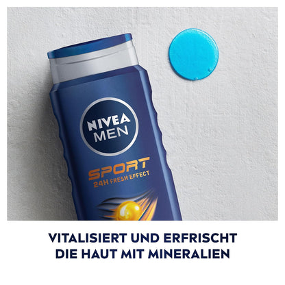 NIVEA MEN Sport Duschgel, Pflegedusche Mit Vitalisierendem Limonenduft Und Erfrischendem Schaum, Männer Duschgel Mit Mineralien Für Körper Und Haar (500 Ml)