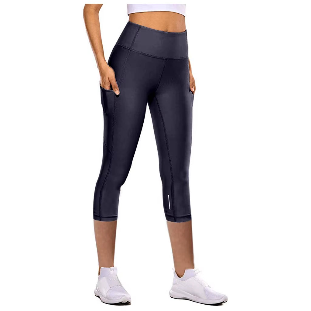 Sport Leggings Women Tight Elastic Quick Drying Yoga Pants Reflective Seven Point Yoga Pants Sweatpants Calzas Deportivas @40