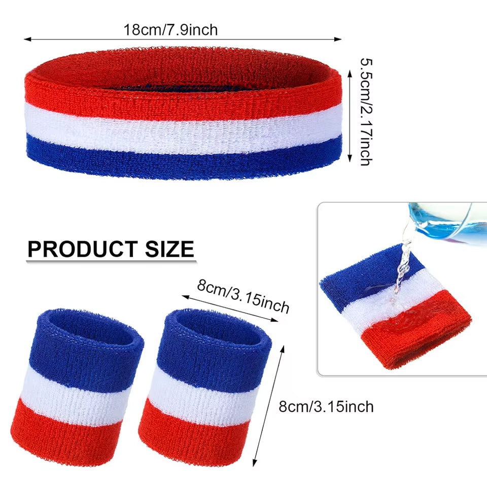 Sweat Band Headband Wristbands for Men - Head Wrist Sweatband Set - Ideal for Sports Athletics Event Workout Basketball