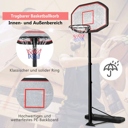 Basketballständer Basketballkorb Basketballanlage Transportabel Basketball 200-305 Cm