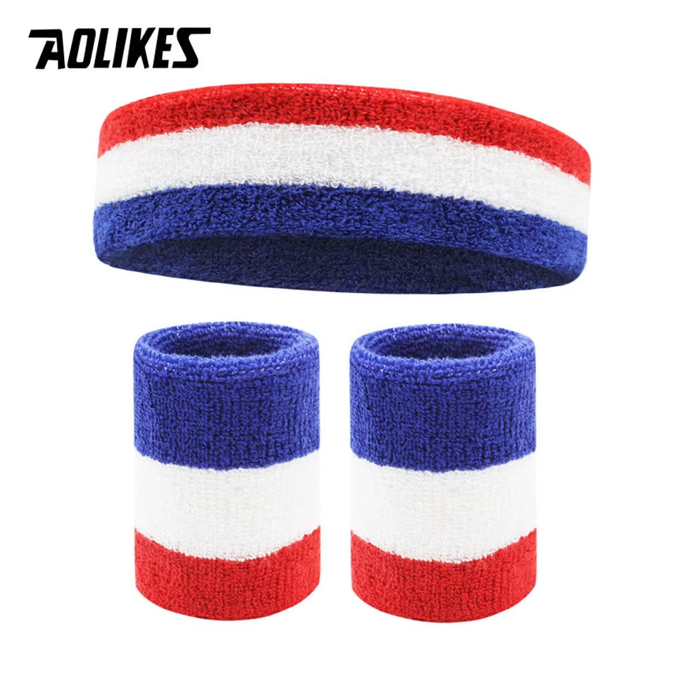 Sweat Band Headband Wristbands for Men - Head Wrist Sweatband Set - Ideal for Sports Athletics Event Workout Basketball