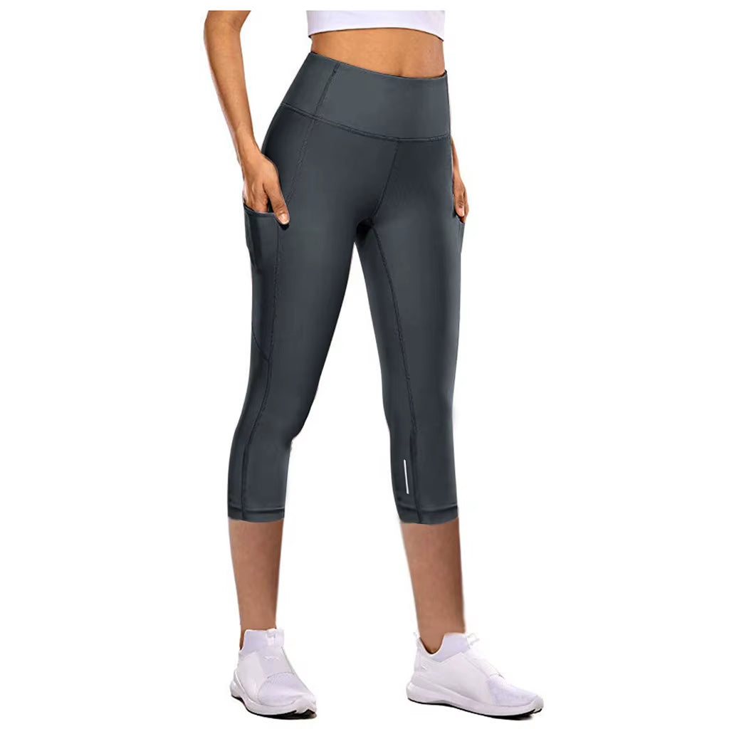 Sport Leggings Women Tight Elastic Quick Drying Yoga Pants Reflective Seven Point Yoga Pants Sweatpants Calzas Deportivas @40