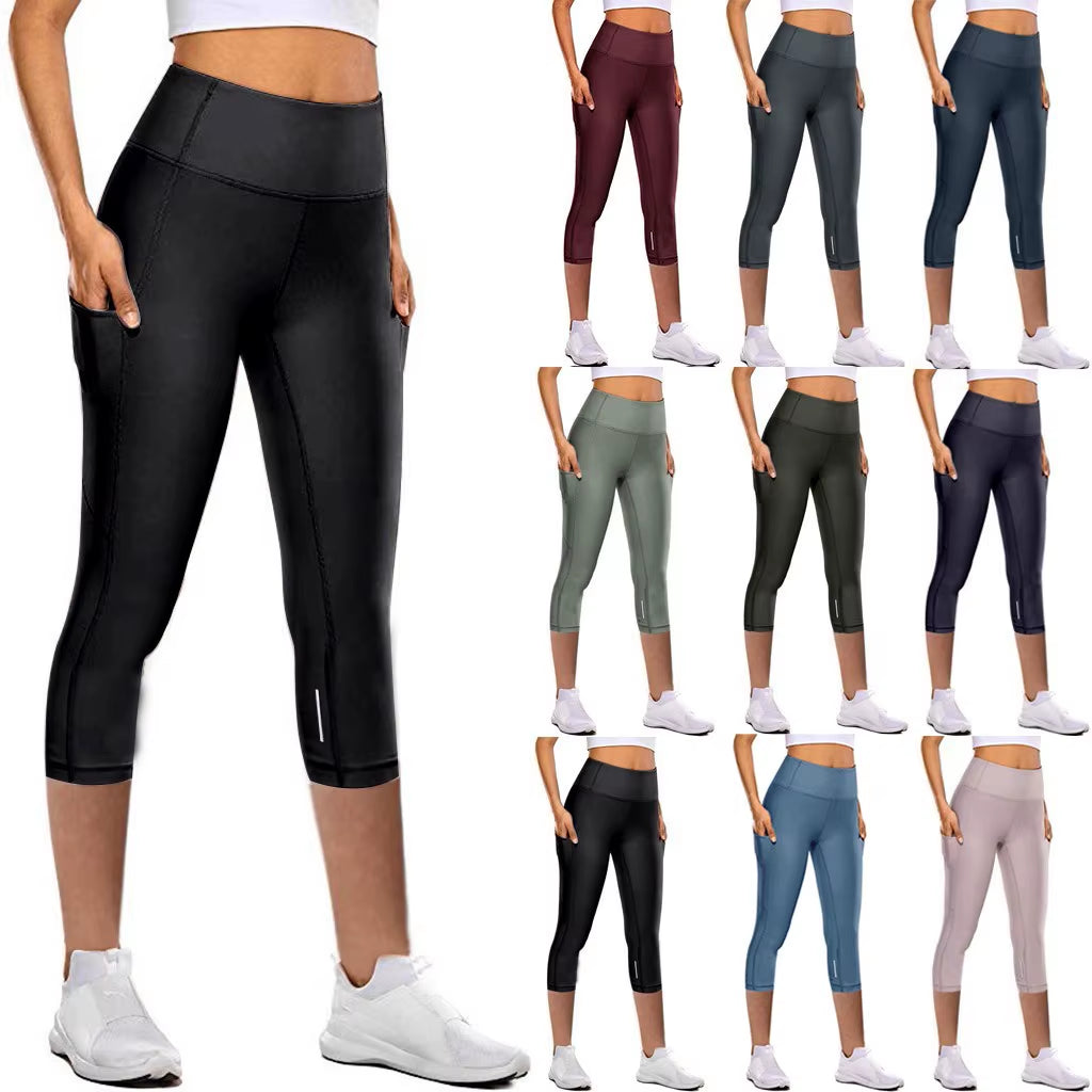 Sport Leggings Women Tight Elastic Quick Drying Yoga Pants Reflective Seven Point Yoga Pants Sweatpants Calzas Deportivas @40